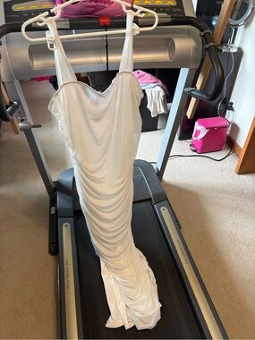 SHEIN White Ruched Spaghetti Strap Maxi Dress